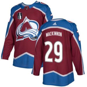 Fabulous Adidas Avalanche #29 Nathan MacKinnon Burgundy 2022 Stanley Cup Final Patch Home Authentic Stitched NHL Jersey to add to your hockey memorabilia collection