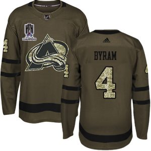 Fabulous Adidas Avalanche #4 Bowen Byram Green Youth 2022 Stanley Cup Champions Salute To Service Stitched NHL Jersey for true hockey enthusiasts