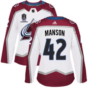 Fabulous Adidas Avalanche #42 Josh Manson White Women's 2022 Stanley Cup Champions Road Authentic Stitched NHL Jersey for true hockey enthusiasts