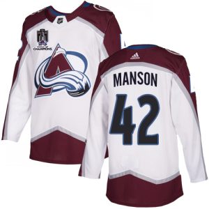 Fabulous Adidas Avalanche #42 Josh Manson White Youth 2022 Stanley Cup Champions Road Authentic Stitched NHL Jersey for a memorable sports moment