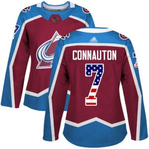 Fabulous Adidas Avalanche #7 Kevin Connauton Burgundy Home Authentic USA Flag Women's Stitched NHL Jersey for die   hard Blackhawks fans