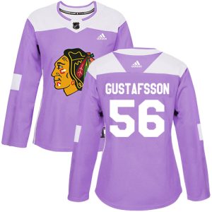 Fabulous Adidas Blackhawks #56 Erik Gustafsson Purple Authentic Fights Cancer Women's Stitched NHL Jersey for a valuable hockey collectible