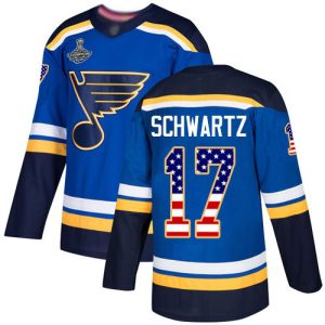 Fabulous Adidas Blues #17 Jaden Schwartz Blue Home Authentic USA Flag Stanley Cup Champions Stitched Youth NHL Jersey for die   hard Blackhawks fans
