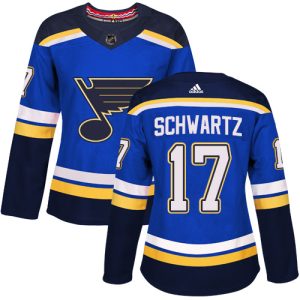 Fabulous Adidas Blues #17 Jaden Schwartz Blue Home Authentic Women's Stitched NHL Jersey for true hockey enthusiasts