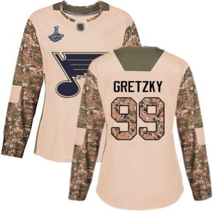 Fabulous Adidas Blues #99 Wayne Gretzky Camo Authentic 2017 Veterans Day Stanley Cup Champions Women's Stitched NHL Jersey for a memorable sports moment