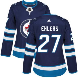 Fabulous Adidas Jets #27 Nikolaj Ehlers Navy Blue Home Authentic Women's Stitched NHL Jersey to add to your hockey memorabilia collection