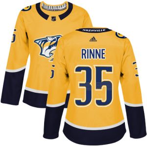 Fabulous Adidas Predators #35 Pekka Rinne Yellow Home Authentic Women's Stitched NHL Jersey for true hockey enthusiasts