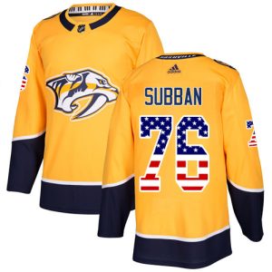Fabulous Adidas Predators #76 P.K Subban Yellow Home Authentic USA Flag Stitched Youth NHL Jersey to support your favorite players