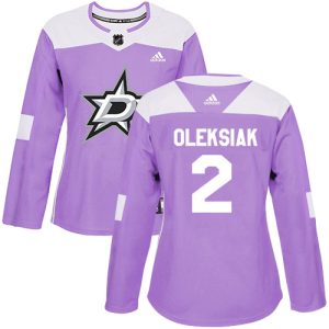 Fabulous Adidas Stars #2 Jamie Oleksiak Purple Authentic Fights Cancer Women's Stitched NHL Jersey for a valuable hockey collectible