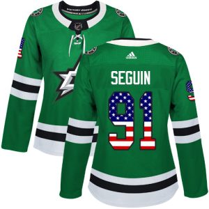 Fabulous Adidas Stars #91 Tyler Seguin Green Home Authentic USA Flag Women's Stitched NHL Jersey to stand out at the stadium