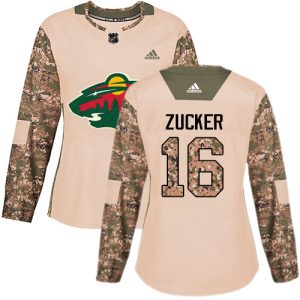 Fabulous Adidas Wild #16 Jason Zucker Camo Authentic 2017 Veterans Day Women's Stitched NHL Jersey to stand out at the stadium