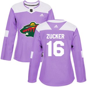 Fabulous Adidas Wild #16 Jason Zucker Purple Authentic Fights Cancer Women's Stitched NHL Jersey for top   notch game   day wear