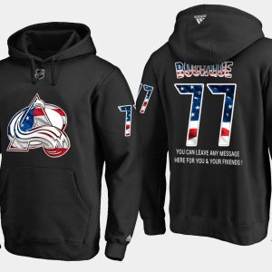 Fabulous Avalanche #77 Ray Bourque NHL Banner Wave Usa Flag Black Hoodie for a valuable hockey collectible