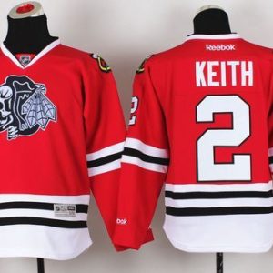 Fabulous Blackhawks #2 Duncan Keith Red(White Skull) Stitched Youth NHL Jersey to show your team love
