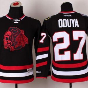 Fabulous Blackhawks #27 Johnny Oduya Black(Red Skull) 2014 Stadium Series Stitched Youth NHL Jersey for a valuable hockey collectible