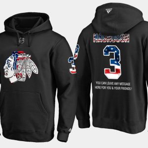 Fabulous Blackhawks #3 Keith Magnuson NHL Banner Wave Usa Flag Black Hoodie for a memorable sports moment