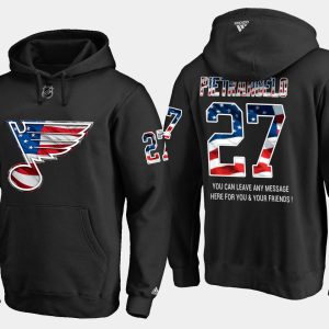 Fabulous Blues #27 Alex Pietrangelo NHL Banner Wave Usa Flag Black Hoodie to add to your hockey memorabilia collection