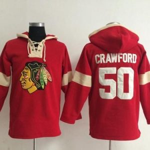 Fabulous Chicago Blackhawks #50 Corey Crawford Red Pullover NHL Hoodie for die   hard Blackhawks fans