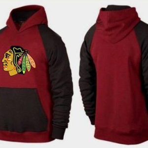 Fabulous Chicago Blackhawks Pullover Hoodie Burgundy Red & Black for an exciting hockey game