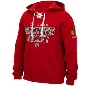 Fabulous Chicago Blackhawks Reebok Stitch Em Up Lace Hoodie Red for top   notch game   day wear