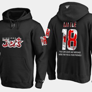 Fabulous Jets #18 Bryan Little NHL Banner Wave Usa Flag Black Hoodie for true hockey enthusiasts