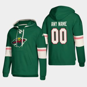 Fabulous Minnesota Wild Personalized Lace Up Pullover Hoodie Green for an exciting hockey game