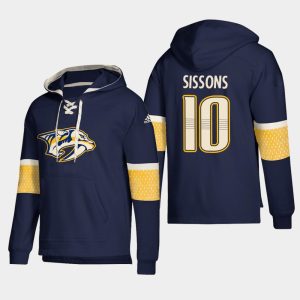 Fabulous Nashville Predators #10 Colton Sissons Navy adidas Lace Up Pullover Hoodie for a valuable hockey collectible