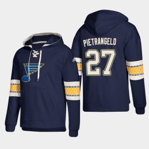 Fabulous St. Louis Blues #27 Alex Pietrangelo Blue adidas Lace Up Pullover Hoodie for true hockey enthusiasts