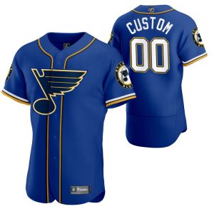 Fabulous St. Louis Blues Custom Men's 2020 NHL x MLB Crossover Edition Baseball Jersey Blue to support your favorite players