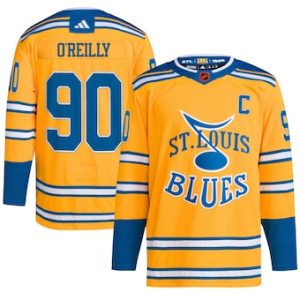 Fabulous St.Louis Blues #90 Ryan O'Reilly Men's adidas Reverse Retro 2.0 Authentic Player Jersey   Yellow to add to your hockey memorabilia collection