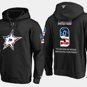 Fabulous Stars #9 Mike Modano NHL Banner Wave Usa Flag Black Hoodie for die   hard Blackhawks fans