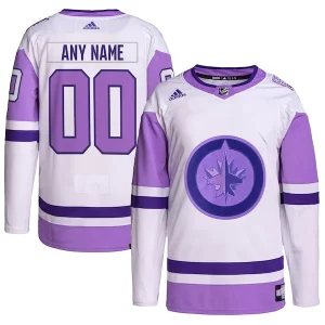 Fabulous Winnipeg Jets adidas Hockey Fights Cancer Primegreen Authentic Custom Jersey   White/Purple to show your team love