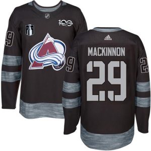 Gorgeous Adidas Avalanche #29 Nathan MacKinnon Black Youth 2022 Stanley Cup Final Patch 100th Anniversary Stitched NHL Jersey for true hockey enthusiasts