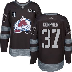 Gorgeous Adidas Avalanche #37 J.T. Compher Black 2022 Stanley Cup Final Patch 100th Anniversary Stitched NHL Jersey for top   notch game   day wear