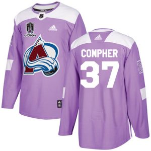 Gorgeous Adidas Avalanche #37 J.T. Compher Purple 2022 Stanley Cup Champions Authentic Fights Cancer Stitched NHL Jersey to show your team love
