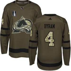 Gorgeous Adidas Avalanche #4 Bowen Byram Green Youth 2022 Stanley Cup Final Patch Salute to Service Stitched NHL Jersey for top   notch game   day wear