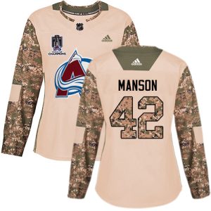 Gorgeous Adidas Avalanche #42 Josh Manson Camo Authentic Women's 2022 Stanley Cup Champions Veterans Day Stitched NHL Jersey for an exciting hockey game
