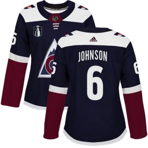 Gorgeous Adidas Avalanche #6 Erik Johnson Navy Women's 2022 Stanley Cup Final Patch Alternate Authentic Stitched NHL Jersey for an exciting hockey game