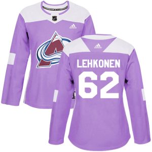 Gorgeous Adidas Avalanche #62 Artturi Lehkonen Purple Women's Authentic Fights Cancer Stitched NHL Jersey for top   notch game   day wear