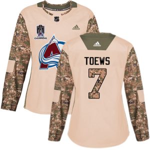 Gorgeous Adidas Avalanche #7 Devon Toews Camo Authentic Women's 2022 Stanley Cup Champions Veterans Day Stitched NHL Jersey to add to your hockey memorabilia collection