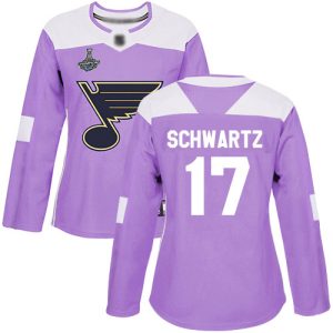 Gorgeous Adidas Blues #17 Jaden Schwartz Purple Authentic Fights Cancer Stanley Cup Champions Women's Stitched NHL Jersey to support your favorite players