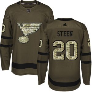 Gorgeous Adidas Blues #20 Alexander Steen Green Salute to Service Stitched Youth NHL Jersey for an exciting hockey game
