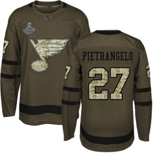 Gorgeous Adidas Blues #27 Alex Pietrangelo Green Salute to Service Stanley Cup Champions Stitched Youth NHL Jersey to support your favorite players