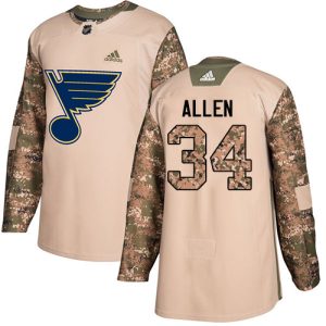 Gorgeous Adidas Blues #34 Jake Allen Camo Authentic 2017 Veterans Day Stitched Youth NHL Jersey to show your team love