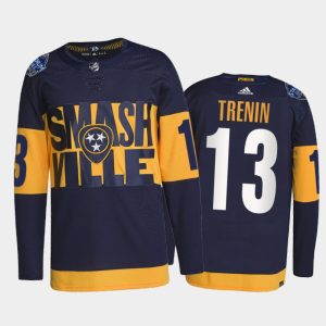 Gorgeous Adidas Predators #13 Yakov Trenin Men's 2022 Stadium Series Authentic NHL Jersey   Navy for a memorable sports moment