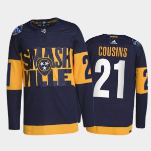 Gorgeous Adidas Predators #21 Nick Cousins Men's 2022 Stadium Series Authentic NHL Jersey   Navy for true hockey enthusiasts