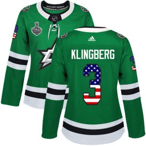 Gorgeous Adidas Stars #3 John Klingberg Green Home Authentic USA Flag Women's 2020 Stanley Cup Final Stitched NHL Jersey for an exciting hockey game
