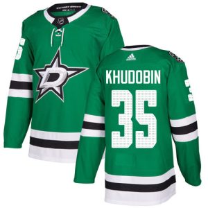 Gorgeous Adidas Stars #35 Anton Khudobin Green Home Authentic Youth Stitched NHL Jersey to add to your hockey memorabilia collection