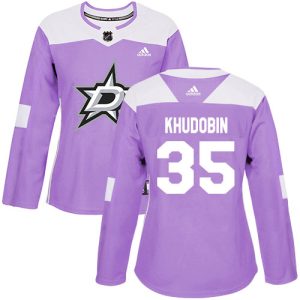 Gorgeous Adidas Stars #35 Anton Khudobin Purple Authentic Fights Cancer Women's Stitched NHL Jersey to add to your hockey memorabilia collection