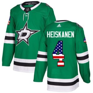 Gorgeous Adidas Stars #4 Miro Heiskanen Green Home Authentic USA Flag Youth Stitched NHL Jersey for die   hard Blackhawks fans